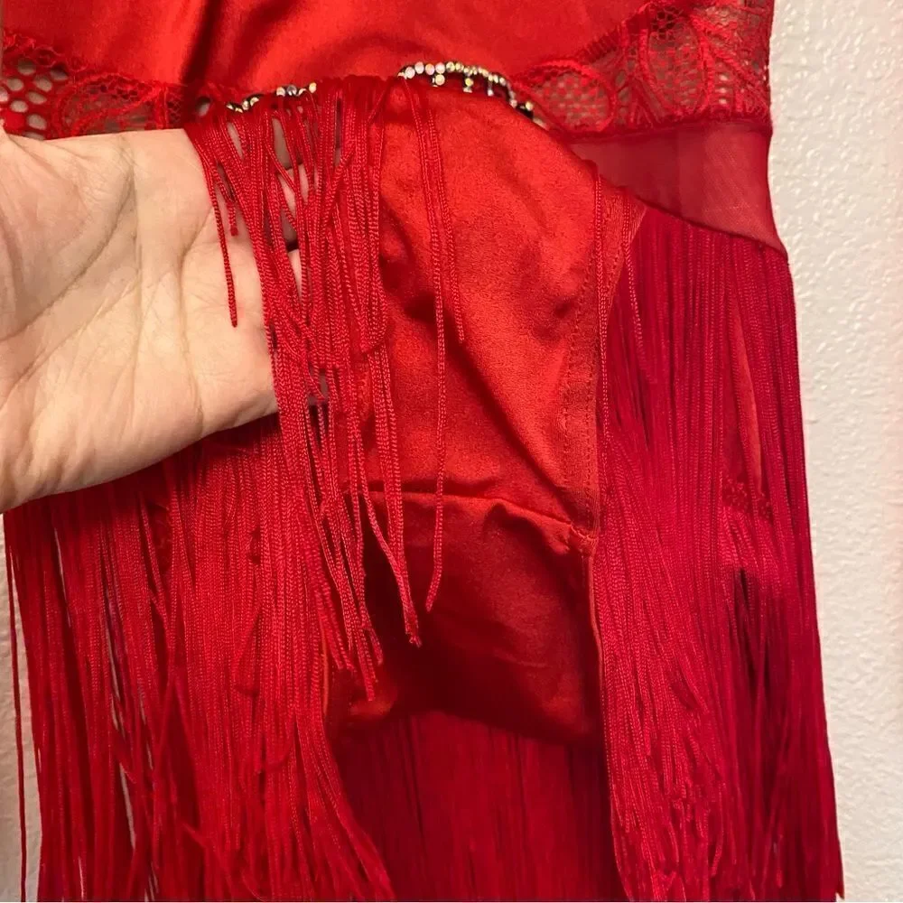 Weissman dance costume red fringe flapper dress AIN'T YOUR MAMA 11701 -Child LC